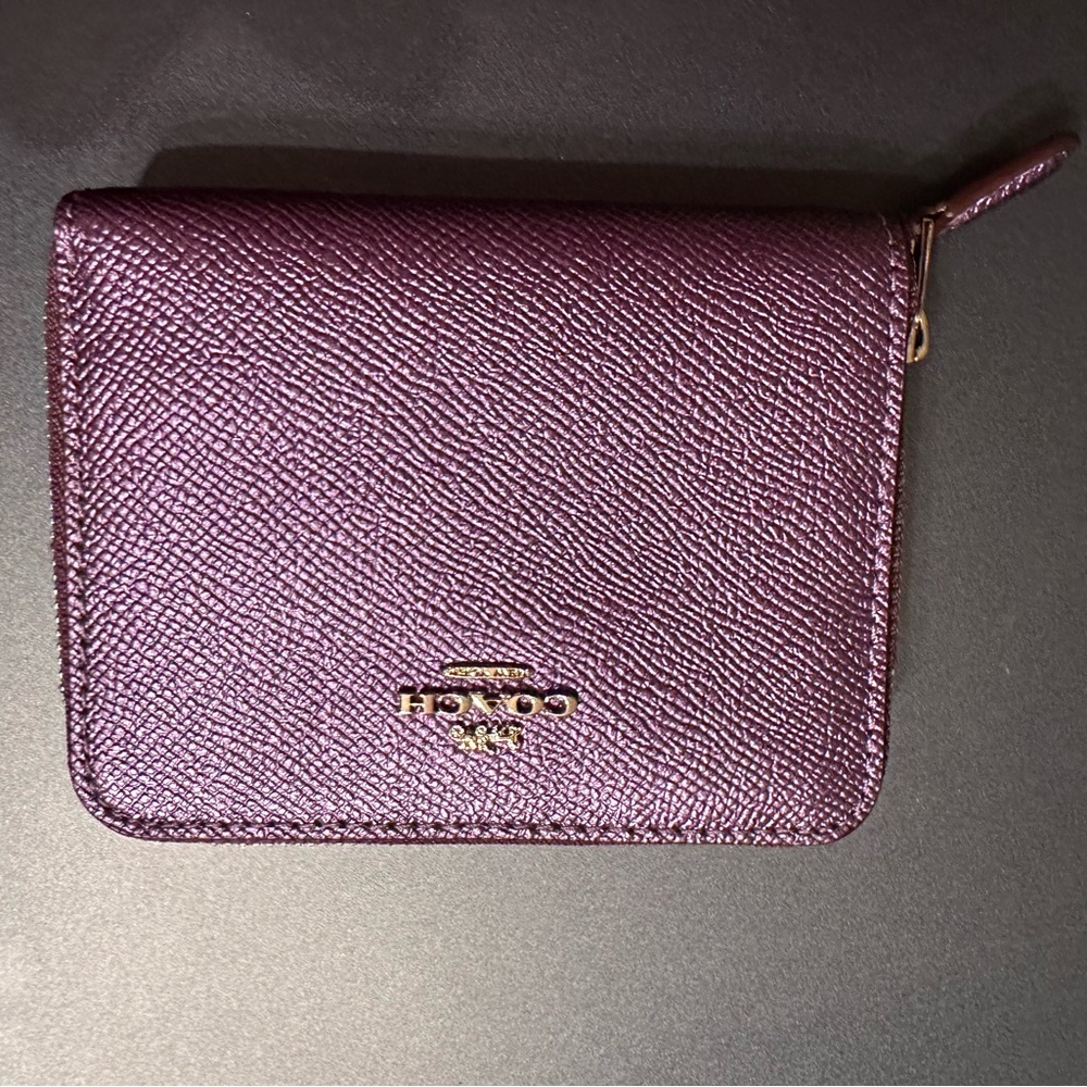 Coach Purple Textured Leather Wallet